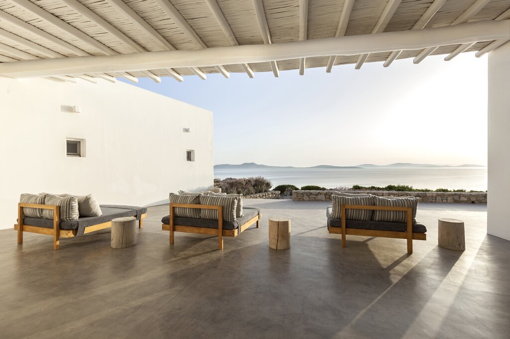 Panoramic terrace with sunset views of delos